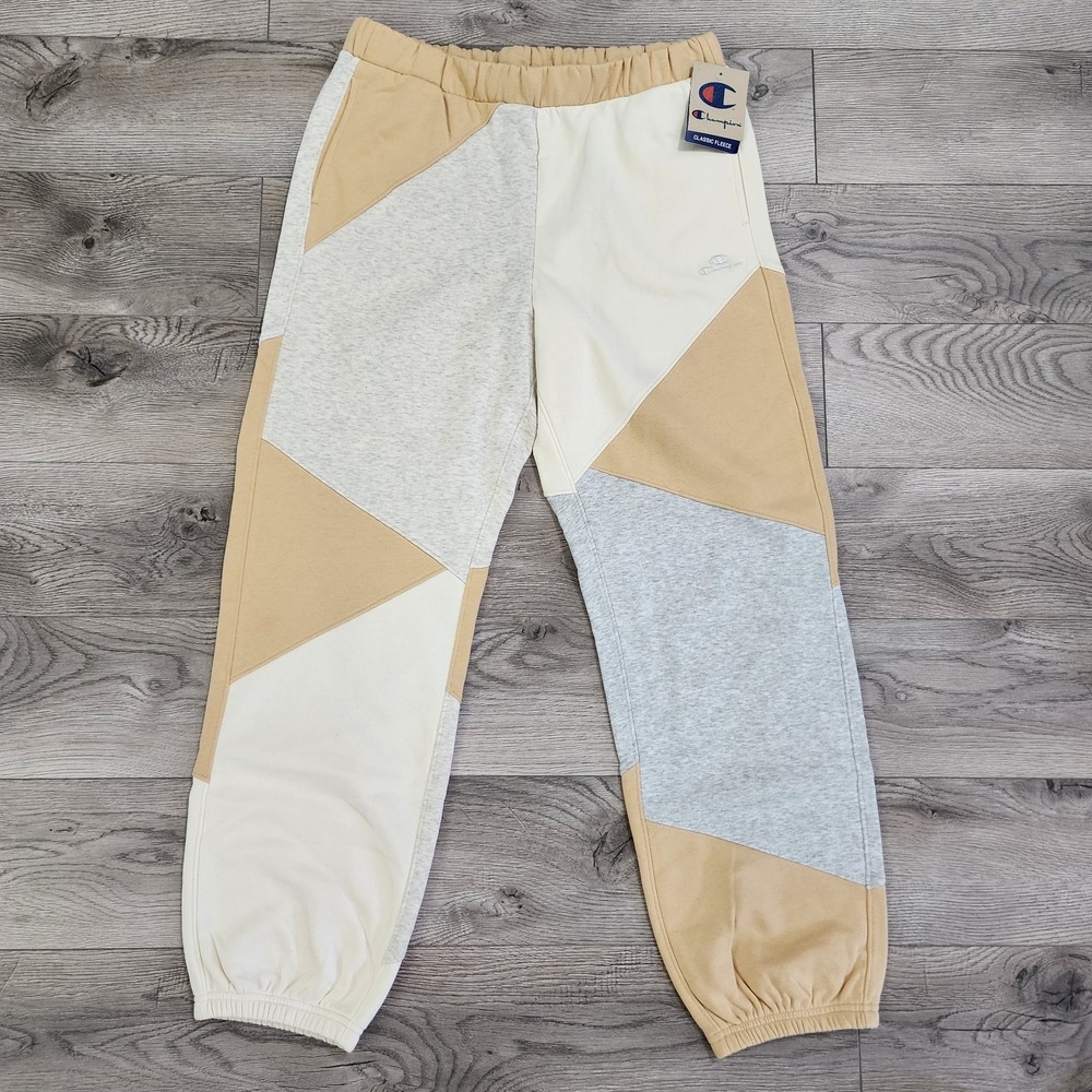 Champion Classic Fleece Patch Patchwork Jogger Women's Size L Colorblock NWT